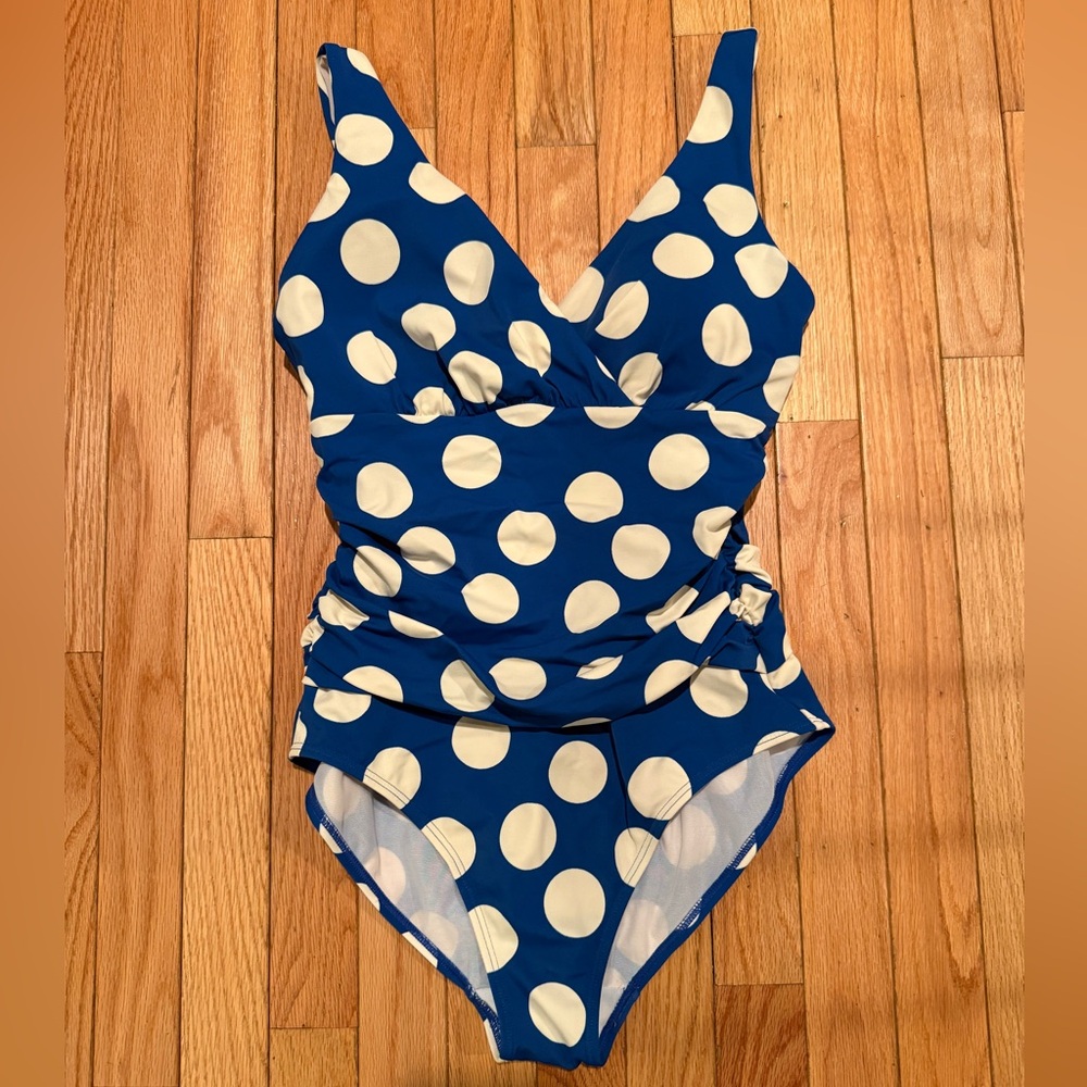 Boden Blue and White Polka Dot  Swim One Piece